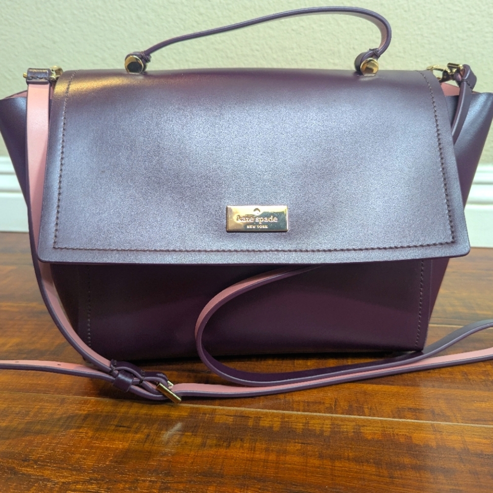 Kate Spade Purple Leather Large Arbour Hill Charline Top Handle Bag